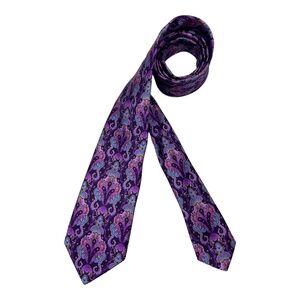 BIELLA Blue/Purple Paisley Silk DESIGNER Tie CANADA